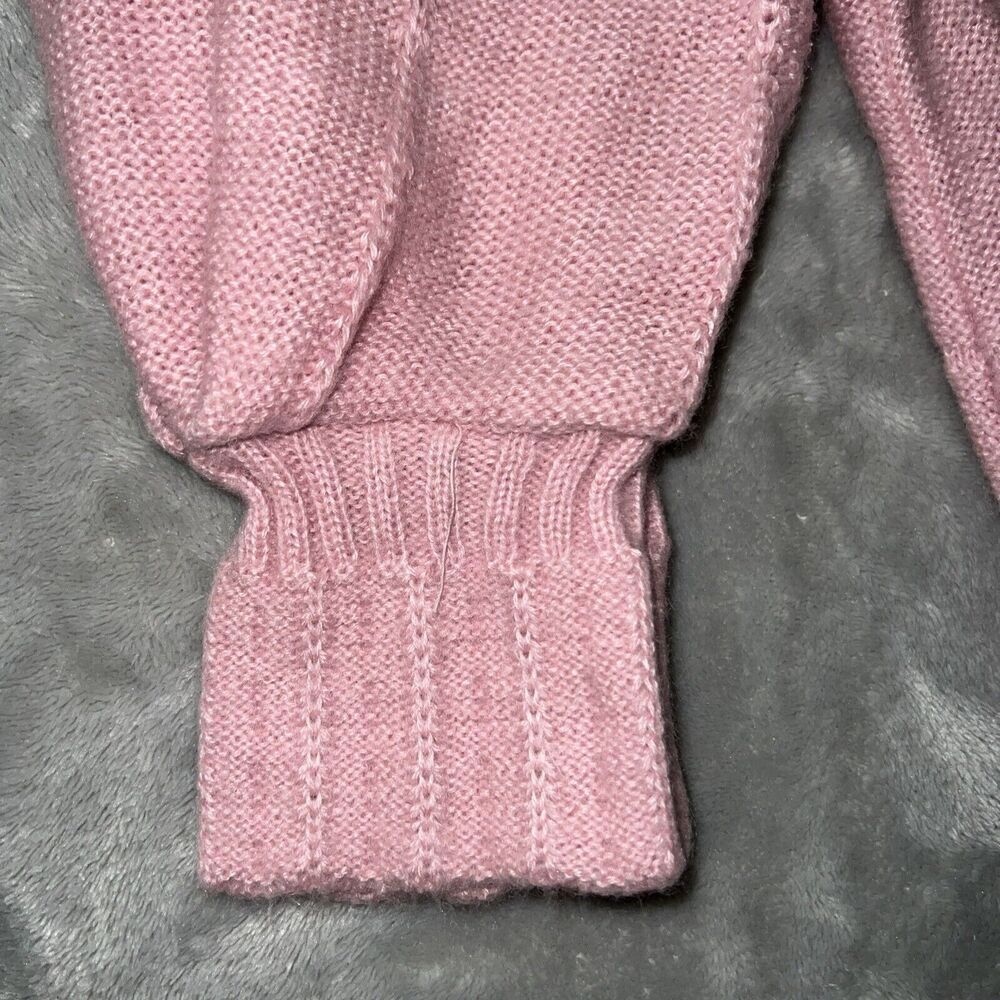 Toppers Vintage 50/60s Womens M Knit Sweater Pink Check w/Lace Collar USA Made - Picture 4 of 8